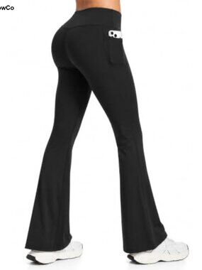 Yoga Pants Workout Flare Leggings with Pockets High Waist Tummy Control